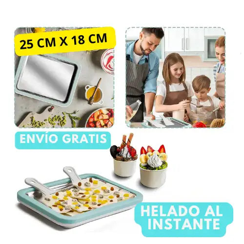 BANDEJA INSTANTÁNEA PARA HACER  HELADO ENROLLADO +  2 ESPÁTULAS 🍧