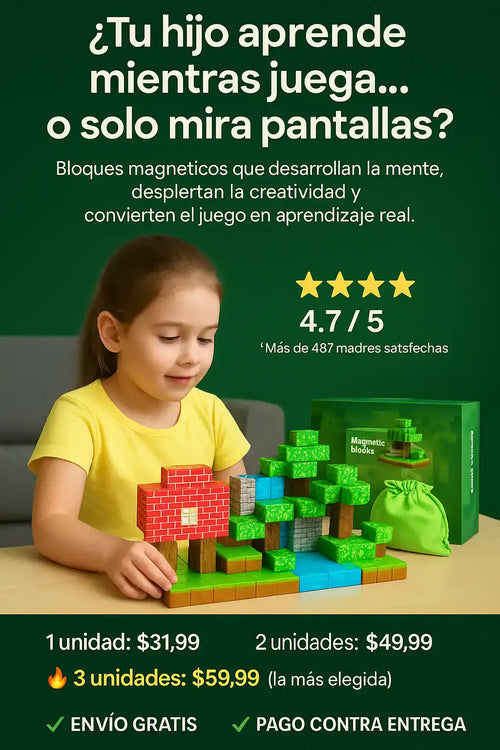 Juego De Bloques Magnéticos ( 75 piezas ) Minecraft Ayuda al desarrollo cognitivo de tu peque