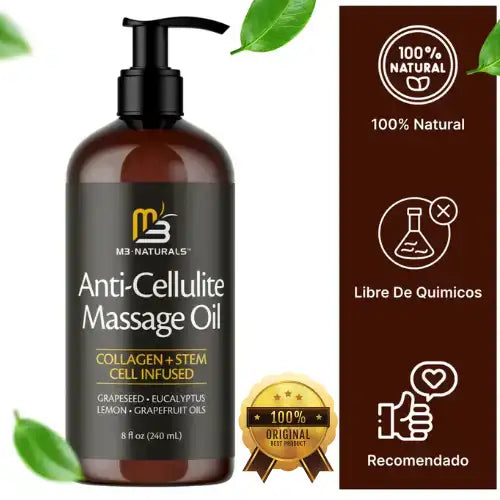 Aceite para masajes , piel de naranja , 100% Natural M3 NATURALS ™